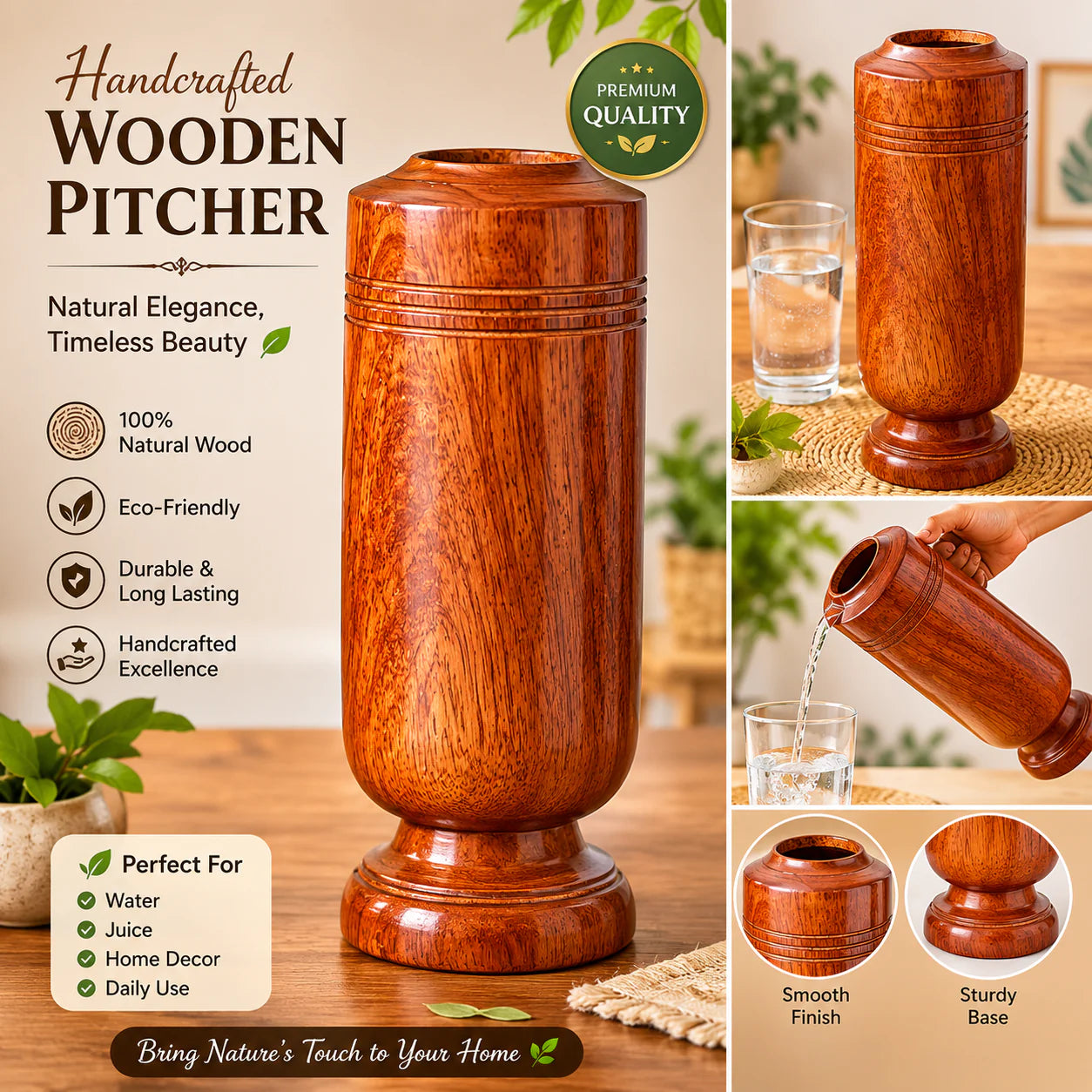 Vijaysar herbal wood tumbler (4 Inch)
