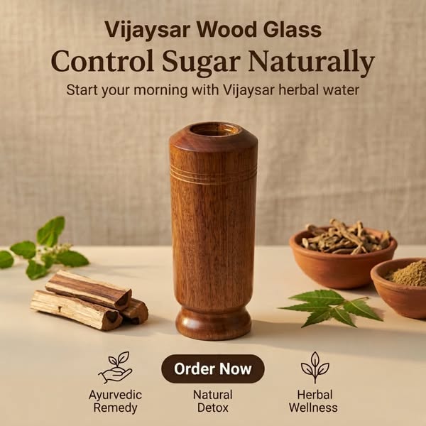 Vijaysar herbal wood tumbler (4 Inch)